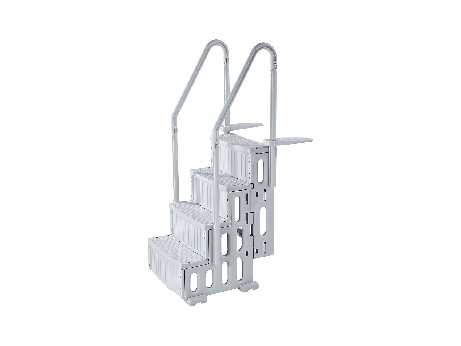 Échelle de Piscine SucceBuy à 4 Marches, Grise, 2 Rampes, Capacité de 181.4kg pour Piscine de 122-137 cm