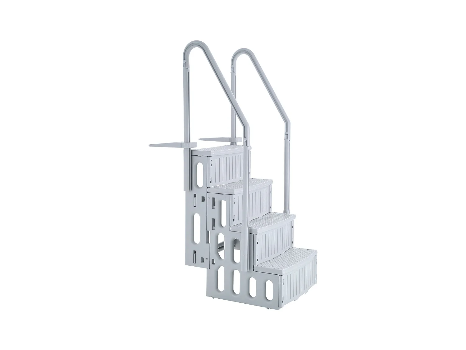 Échelle de Piscine SucceBuy à 4 Marches, Grise, 2 Rampes, Capacité de 181.4kg pour Piscine de 122-137 cm