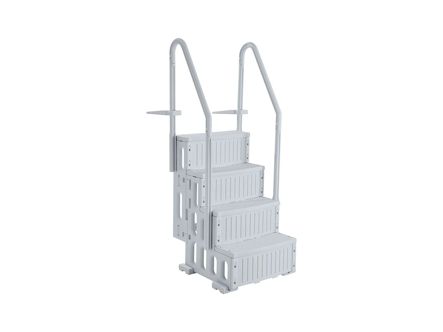 Poolleiter SucceBuy mit 4 Stufen, Grau, 2 Handläufe, Tragfähigkeit 181,4 kg für Pools von 122–137 cm