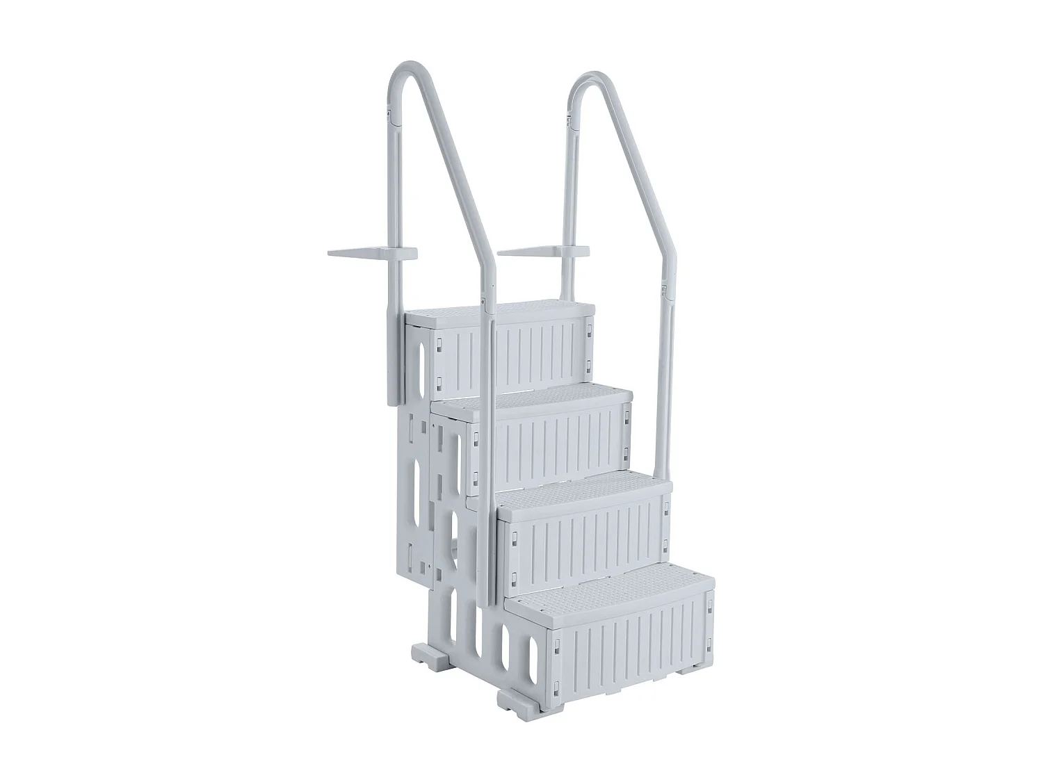 Échelle de Piscine SucceBuy à 4 Marches, Grise, 2 Rampes, Capacité de 181.4kg pour Piscine de 122-137 cm