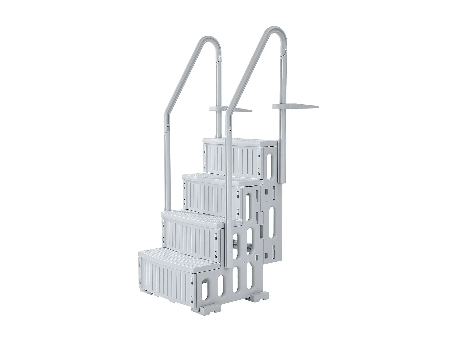 Échelle de Piscine SucceBuy à 4 Marches, Grise, 2 Rampes, Capacité de 181.4kg pour Piscine de 122-137 cm