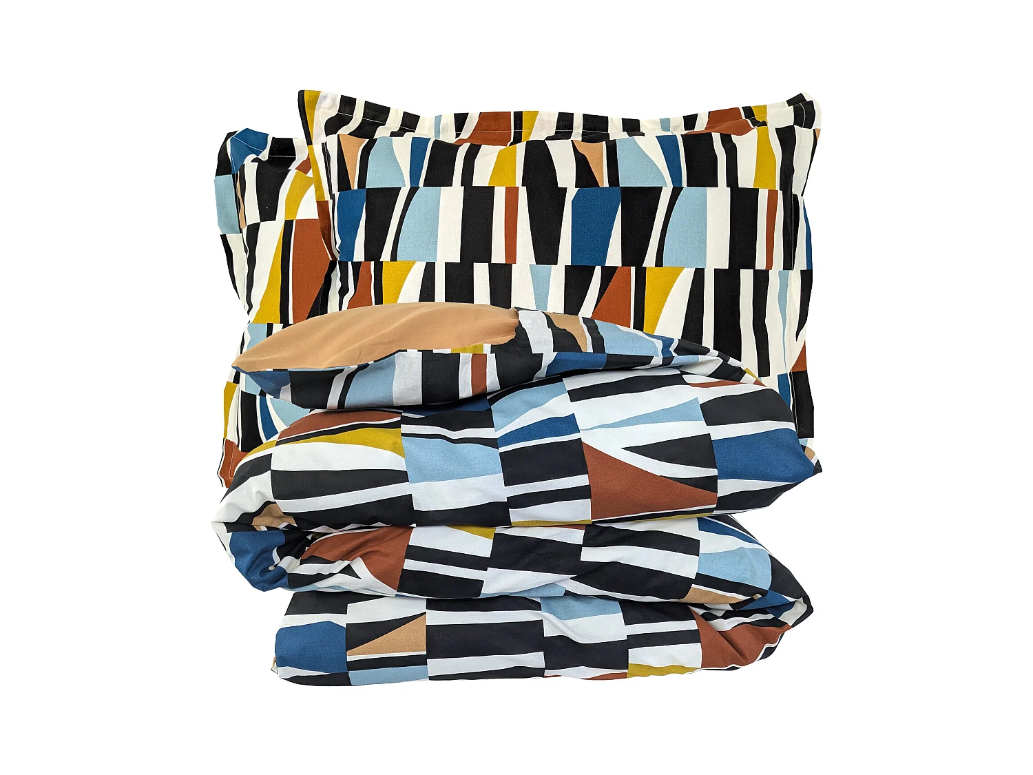 Parure de lit 280x240 cm 50x70 cm pur coton PIETRO multicolore 3 pièces