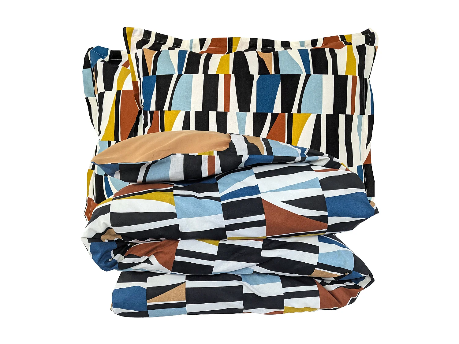 Parure de lit 300x240 cm 50x70 cm pur coton PIETRO multicolore 3 pièces