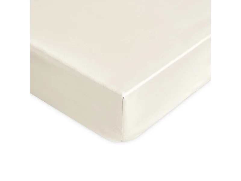 Lenzuolo sotto con angoli in raso di cotone avorio (90x200cm)