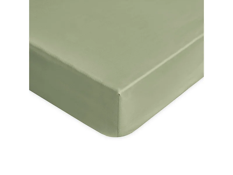 Lenzuolo sotto con angoli in raso di cotone verde salvia (140x200cm)