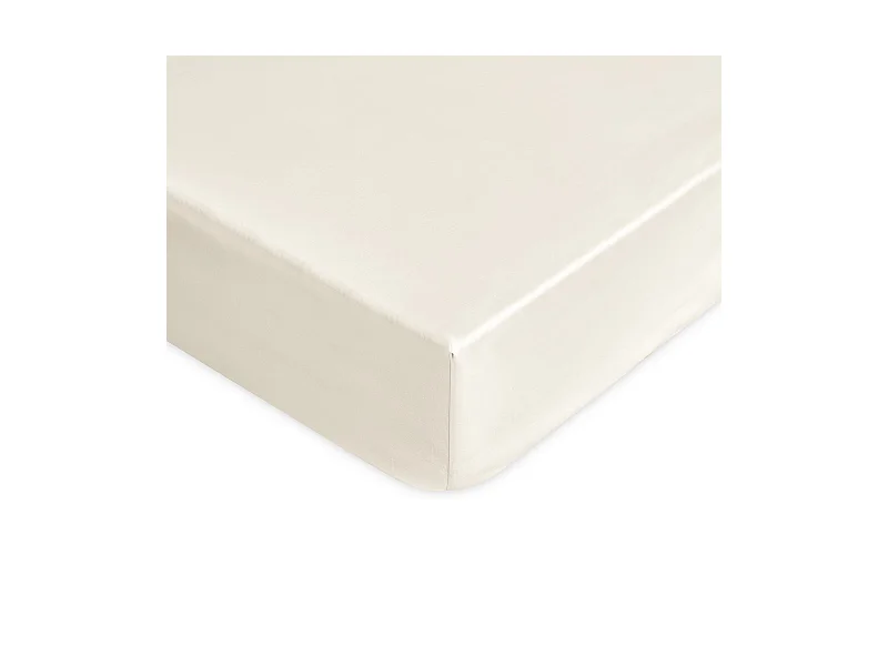 Lenzuolo sotto con angoli in percalle di cotone avorio (120x200cm)