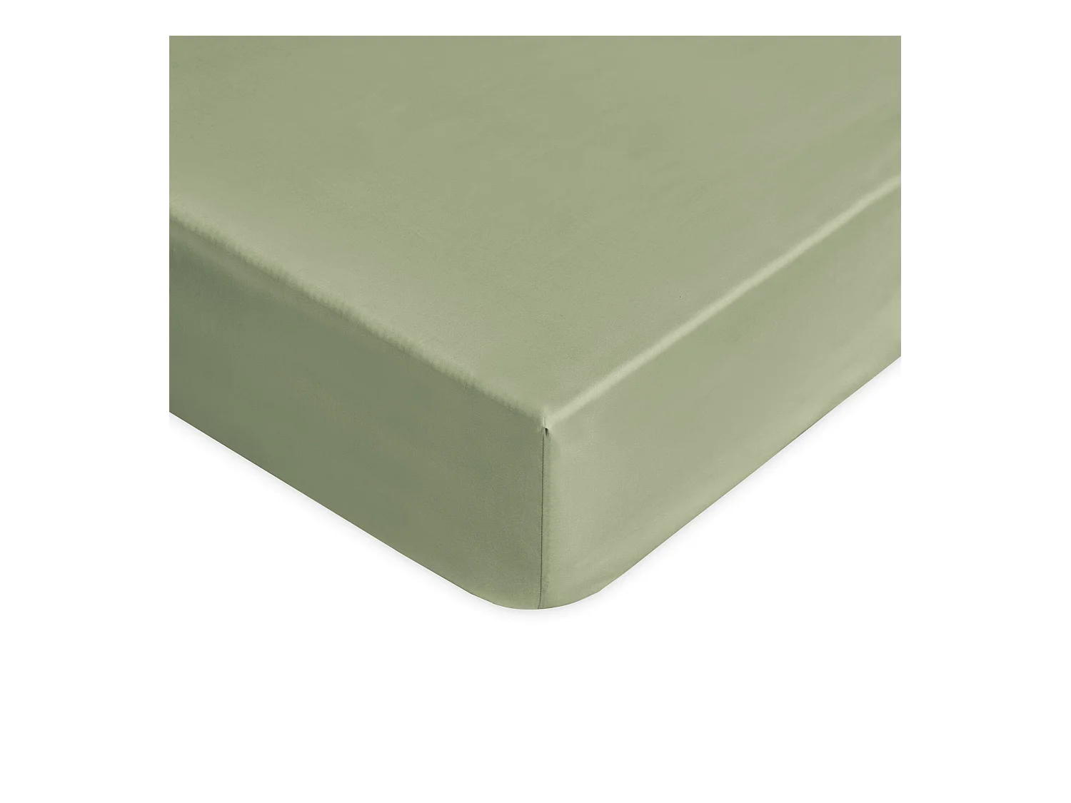 Lenzuolo sotto con angoli in raso di cotone verde salvia (180x200cm)