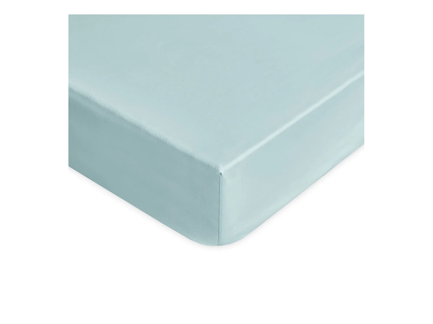 Lenzuolo sotto con angoli in raso di cotone azzurro chiaro (120x200cm)