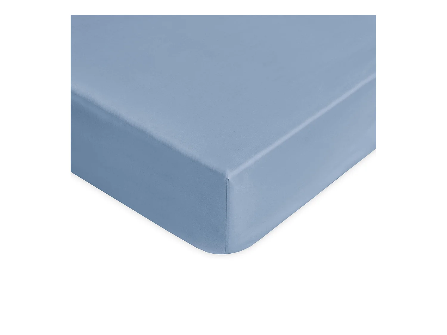 Lenzuolo sotto con angoli in raso di cotone azzurro (180x200cm)
