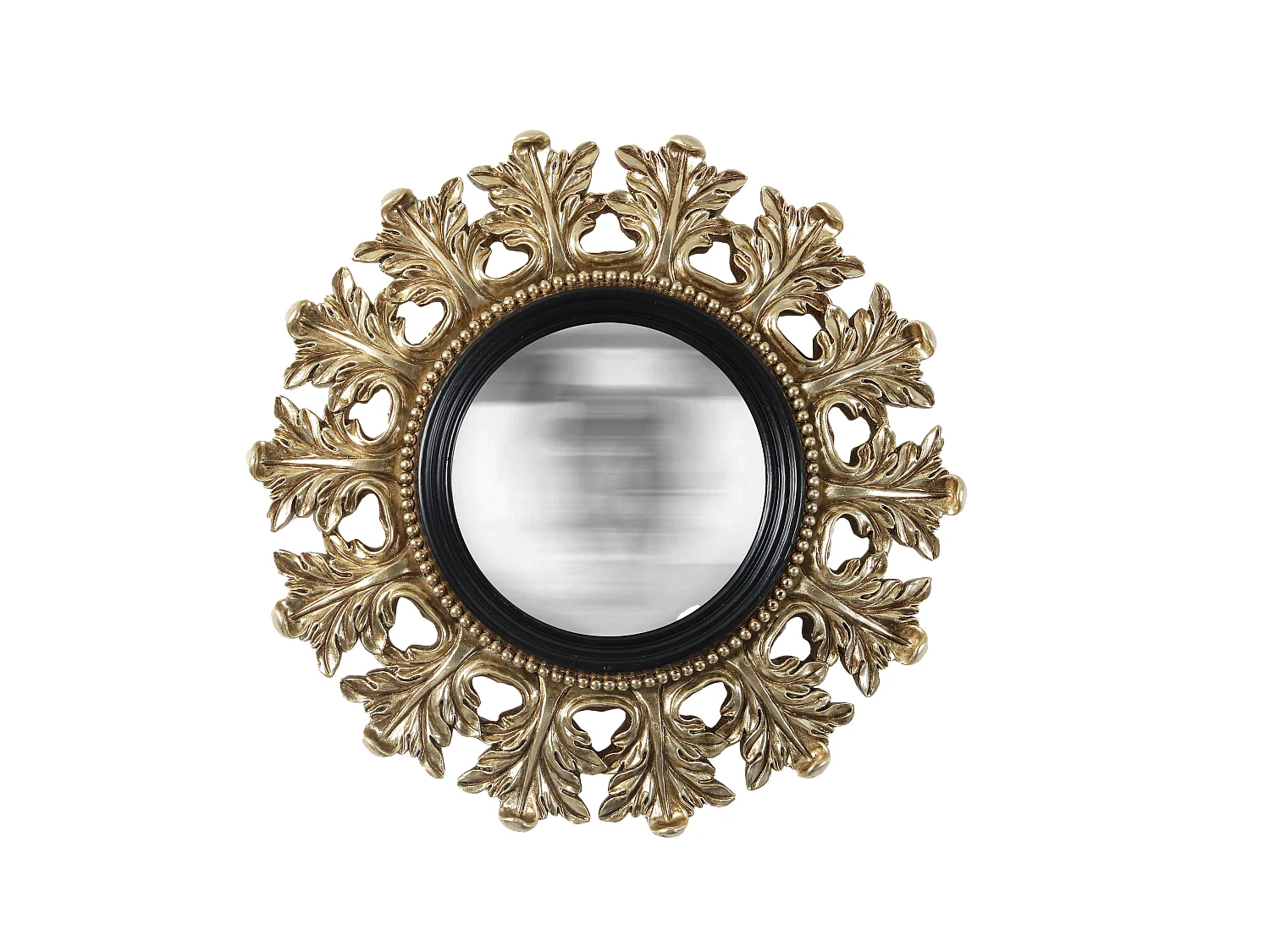 Miroir convexe noir et doré 20.5cm