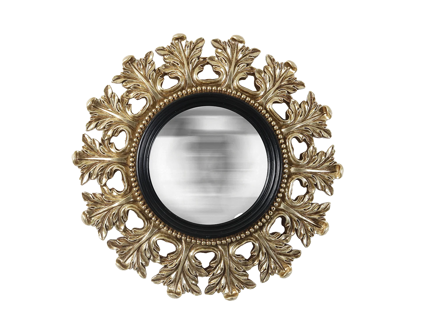 Miroir convexe noir et doré 20.5cm