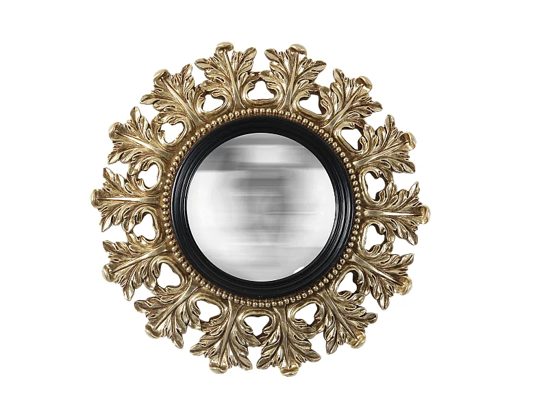 Miroir convexe noir et doré 20.5cm