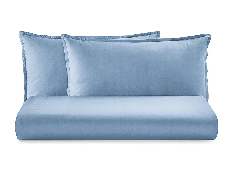 Parure lenzuolo in percalle di cotone azzurro (220x290cm)