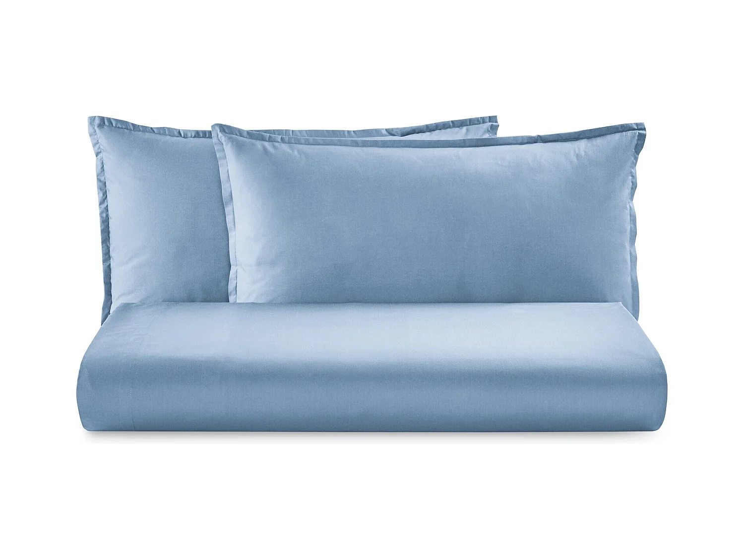 Parure lenzuolo in percalle di cotone azzurro (250x290cm)
