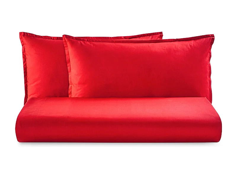 Parure lenzuolo in percalle di cotone rosso (250x290cm)