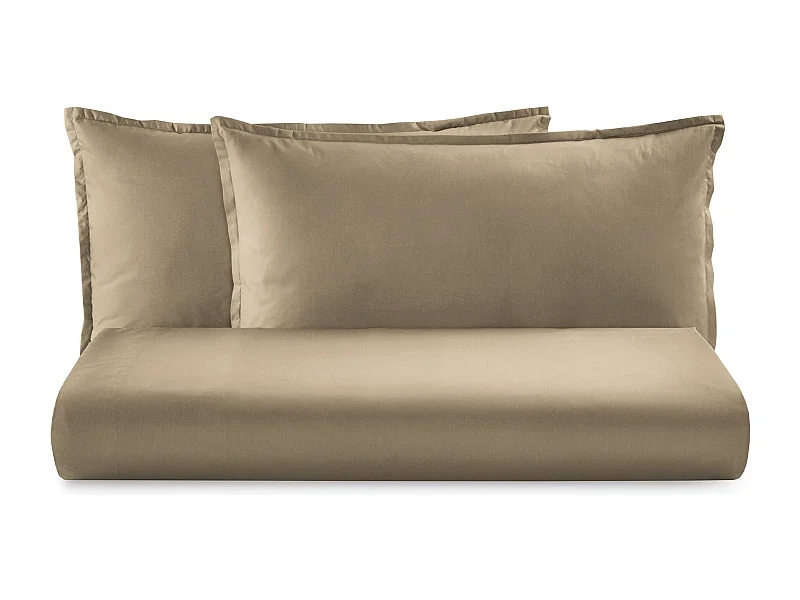 Parure lenzuolo in raso di cotone tortora (220x290cm)