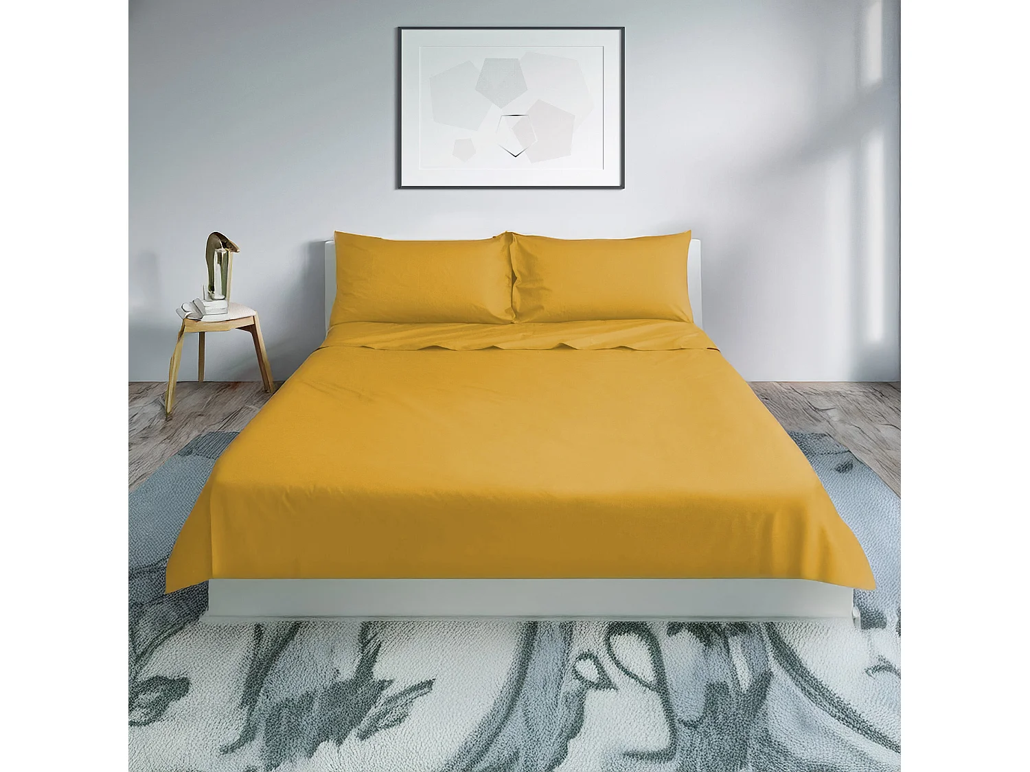 Parure lenzuolo in percalle di cotone oro (250x290cm)