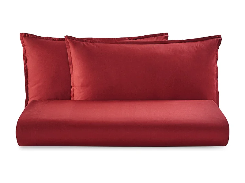 Parure lenzuolo in percalle di cotone bordeaux (250x290cm)