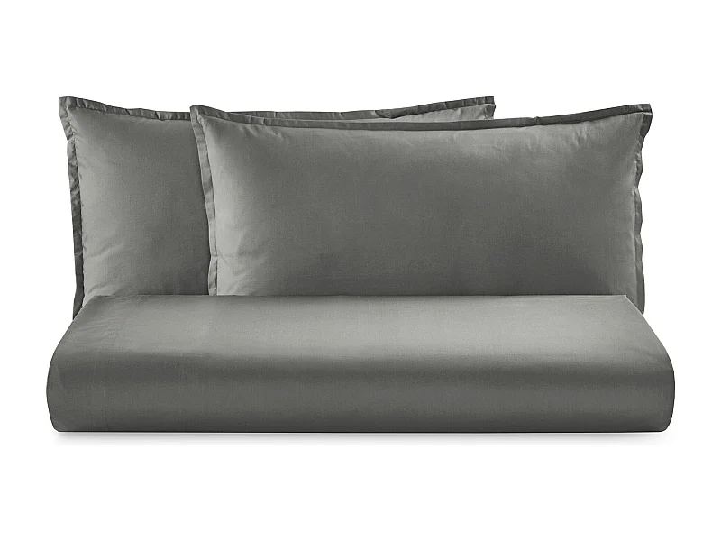 Parure lenzuolo in percalle di cotone grigio scuro (200x290cm)