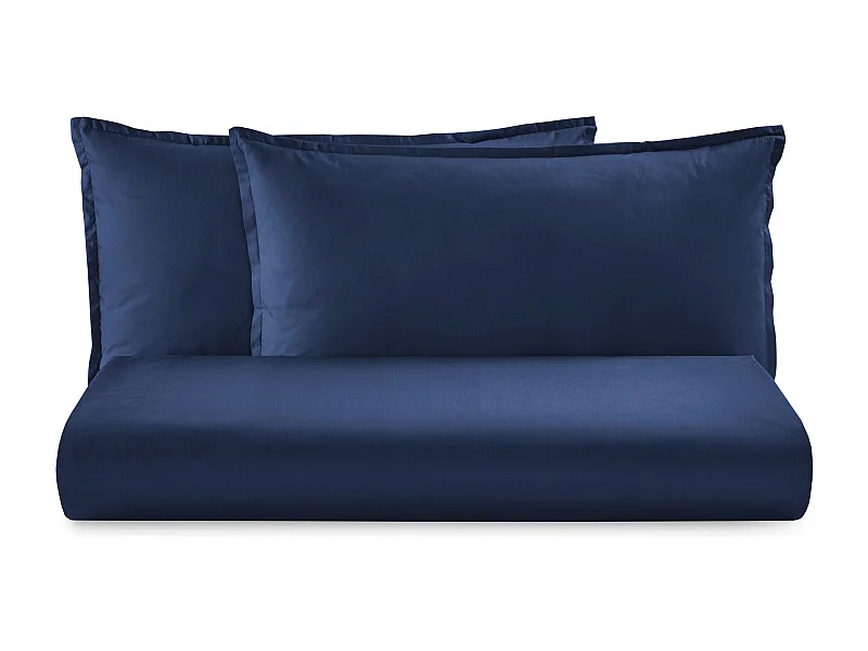 Parure lenzuolo in raso di cotone blu navy (250x290cm)