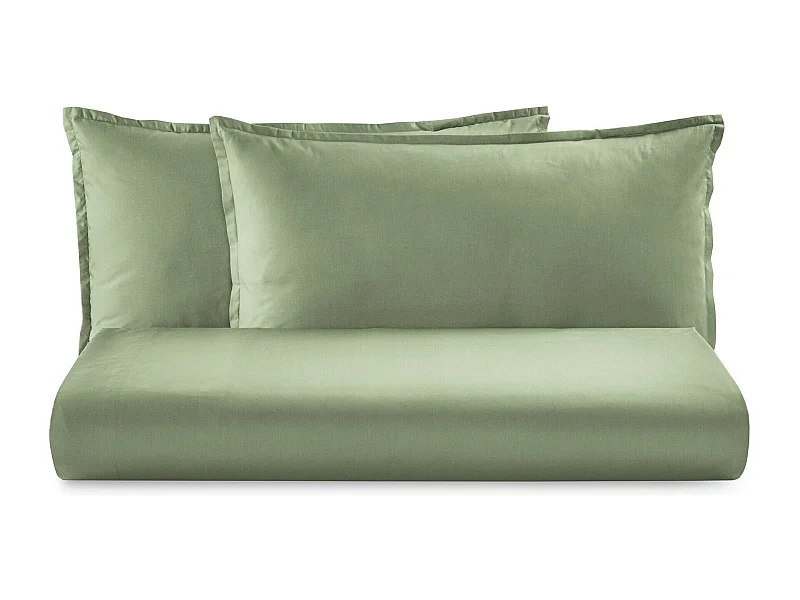 Parure lenzuolo in percalle di cotone verde salvia (200x290cm)