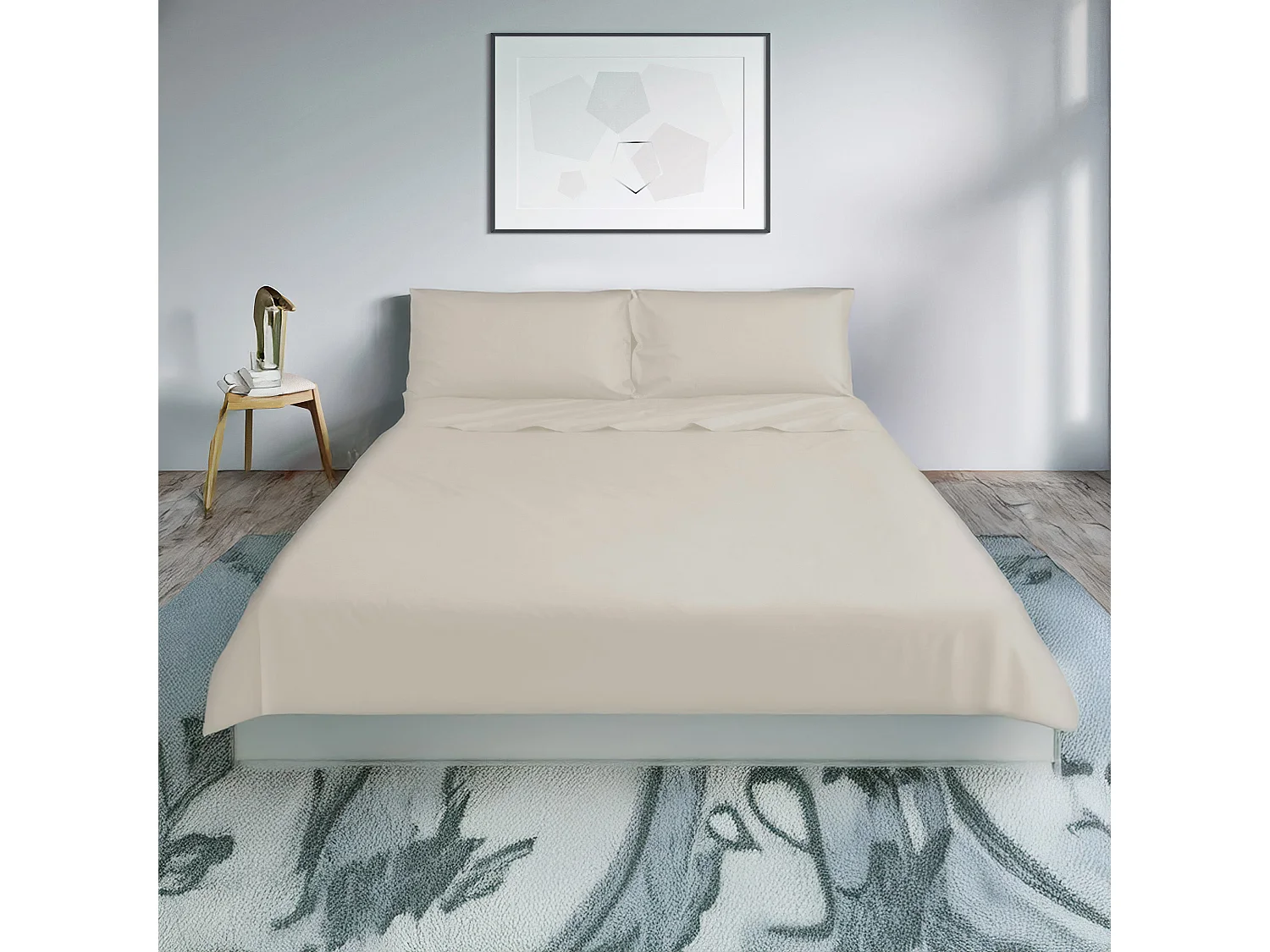 Parure lenzuolo in percalle di cotone grigio chiaro (200x290cm)