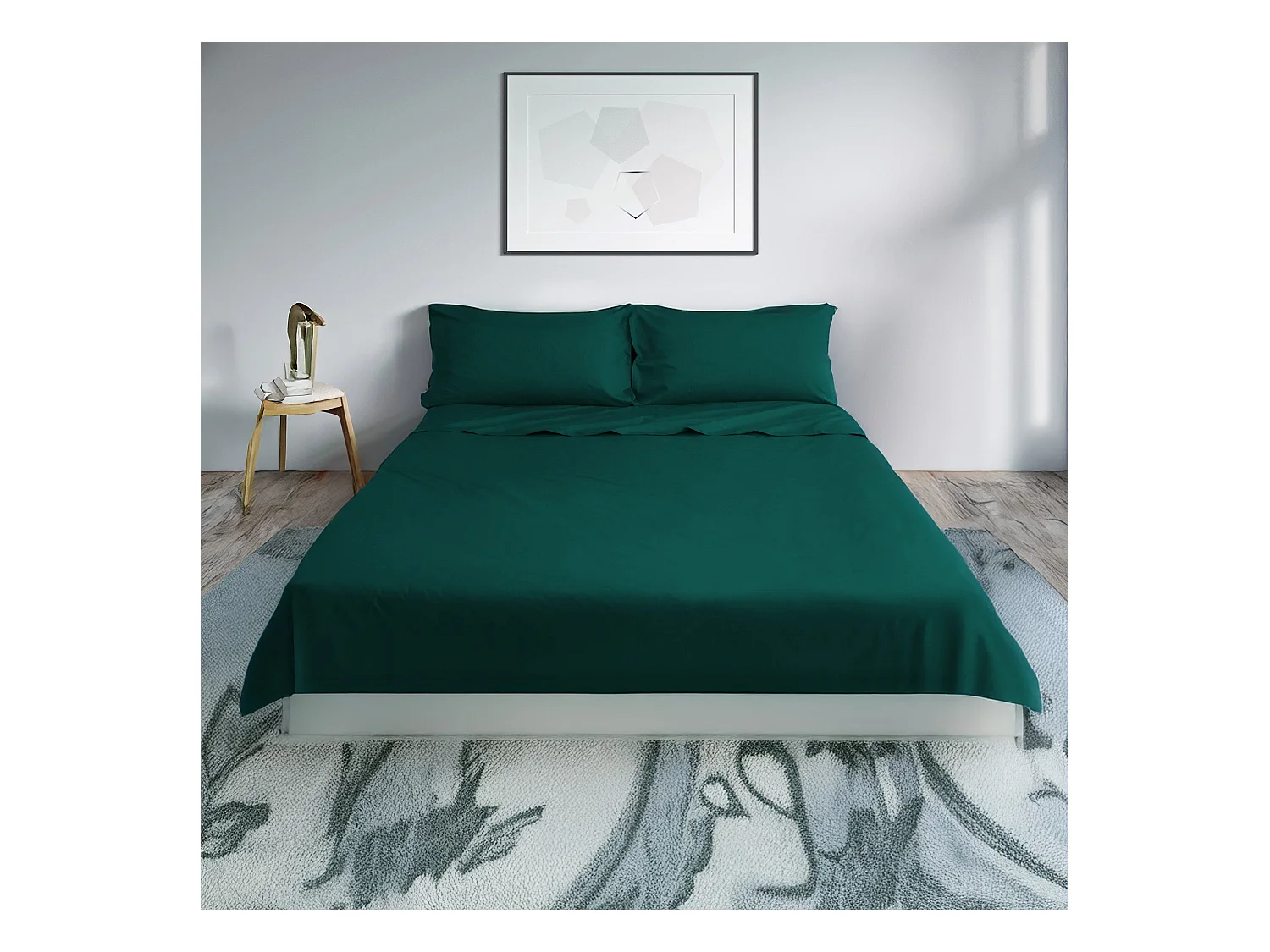 Parure lenzuolo in percalle di cotone verde scuro (250x290cm)