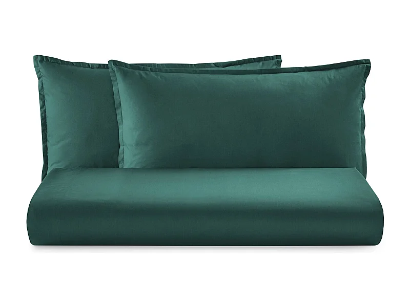 Parure lenzuolo in raso di cotone verde scuro (200x290cm)