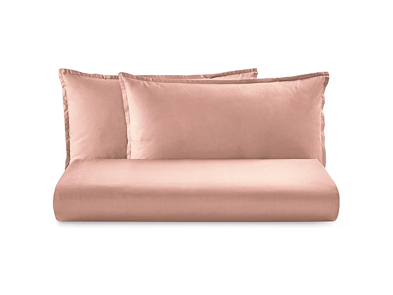 Parure lenzuolo in raso di cotone rosa (220x290cm)