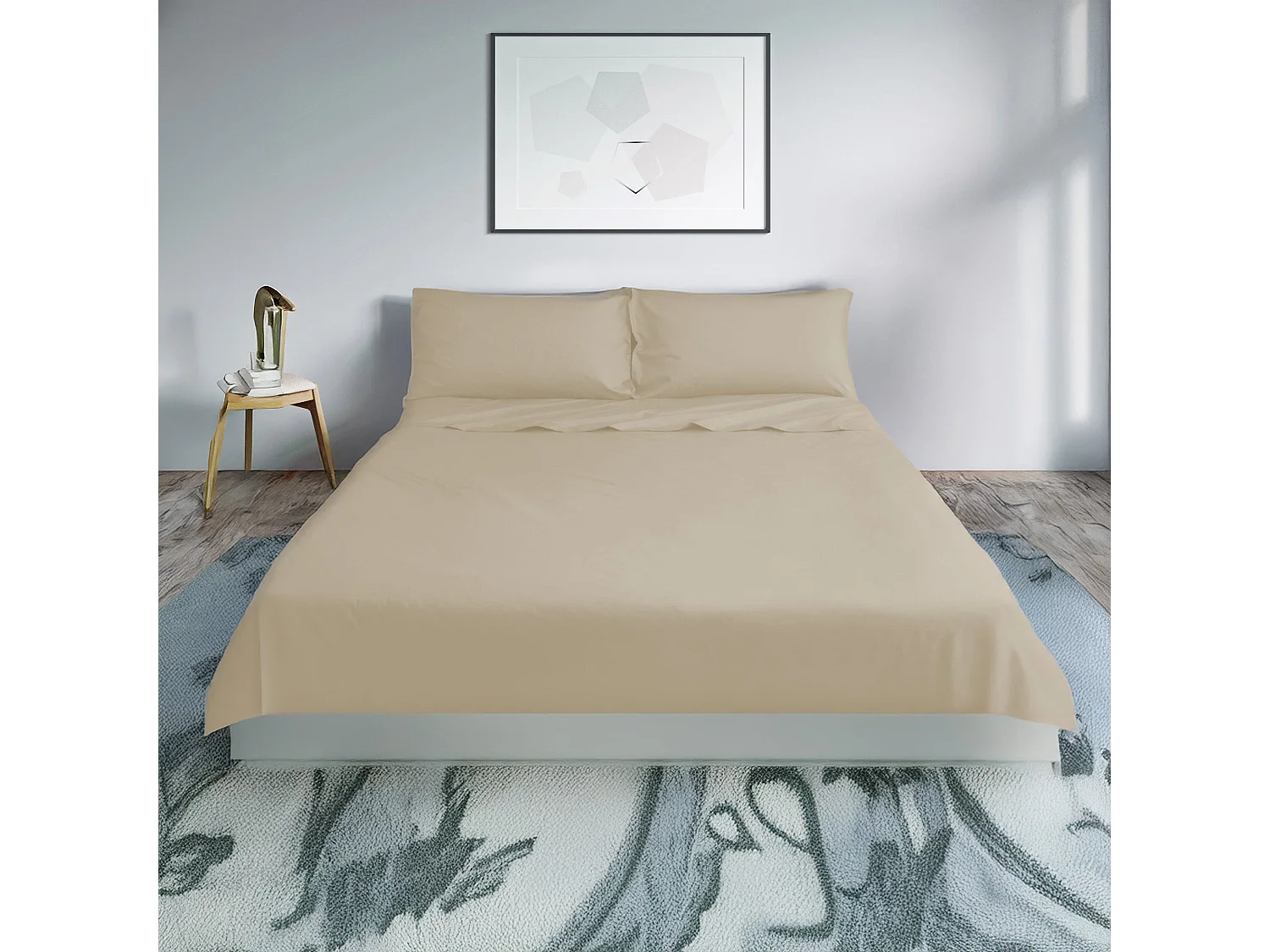 Parure lenzuolo in percalle di cotone beige (160x290cm)