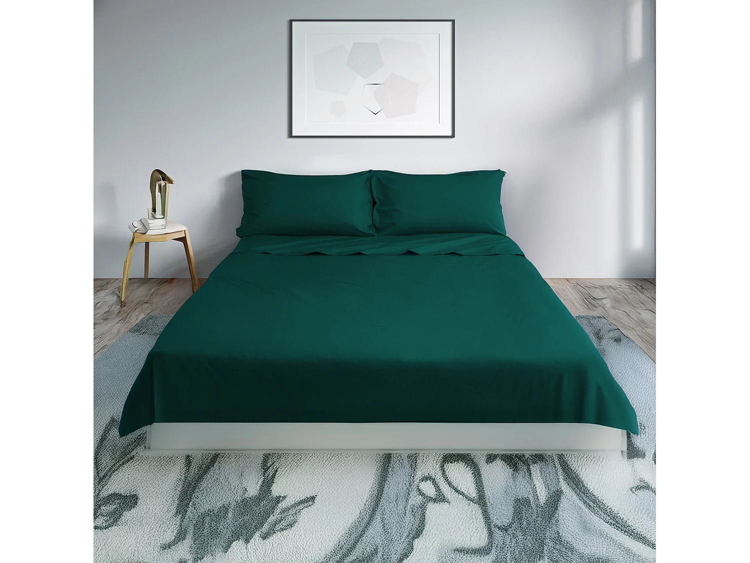 Parure lenzuolo in percalle di cotone verde scuro (200x290cm)