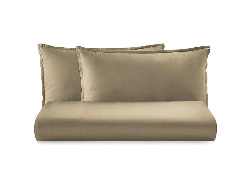 Parure lenzuolo in raso di cotone tortora (250x290cm)