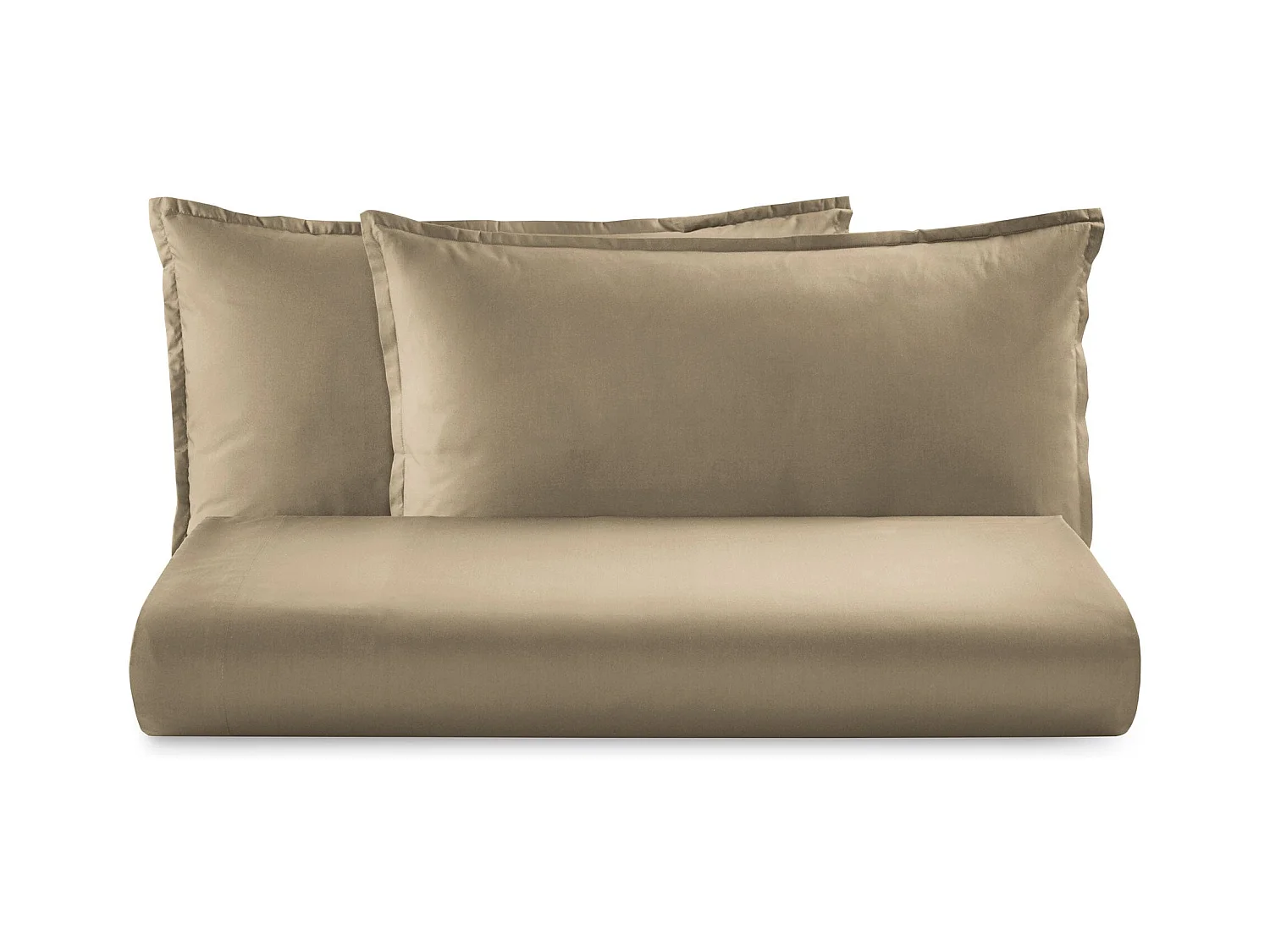 Parure lenzuolo in raso di cotone tortora (250x290cm)