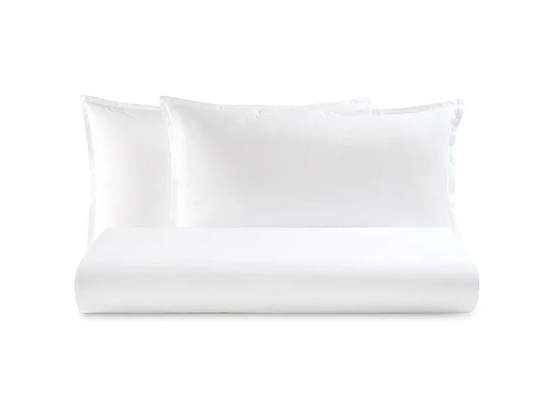Parure lenzuolo in raso di cotone bianco (220x290cm)