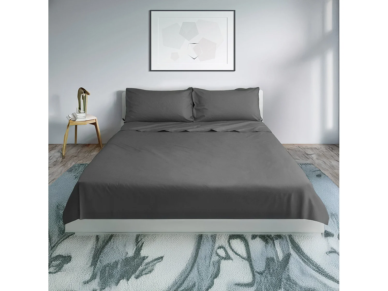 Parure lenzuolo in percalle di cotone grigio scuro (250x290cm)