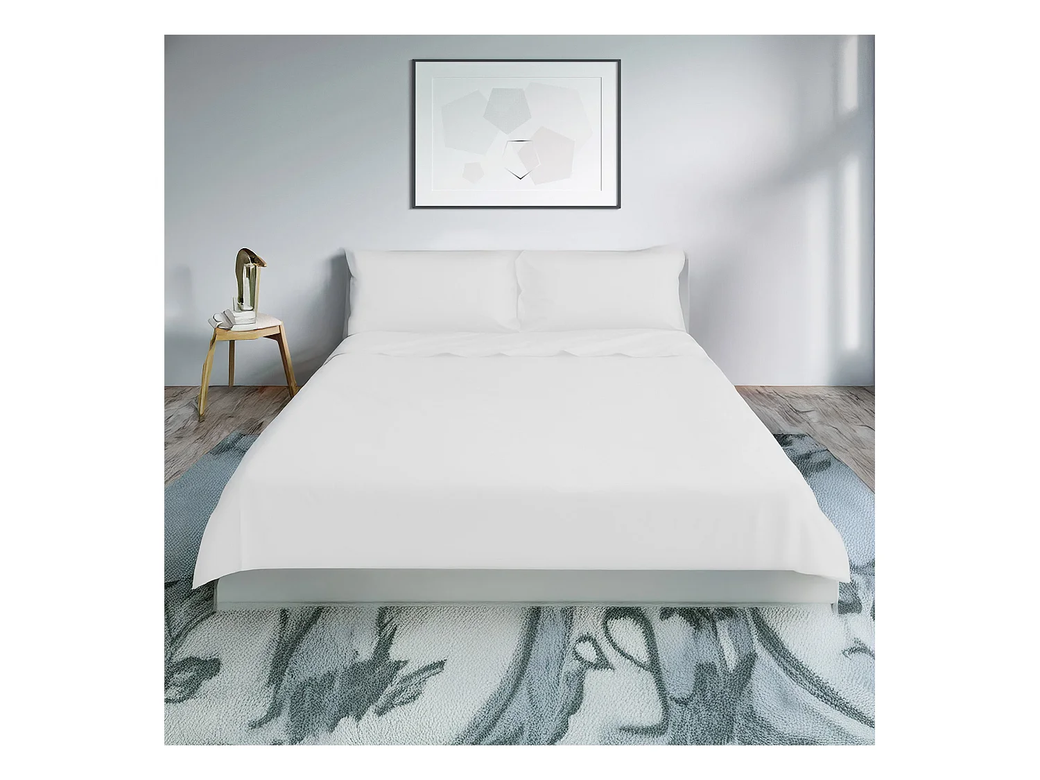 Parure lenzuolo in percalle di cotone bianco (200x290cm)