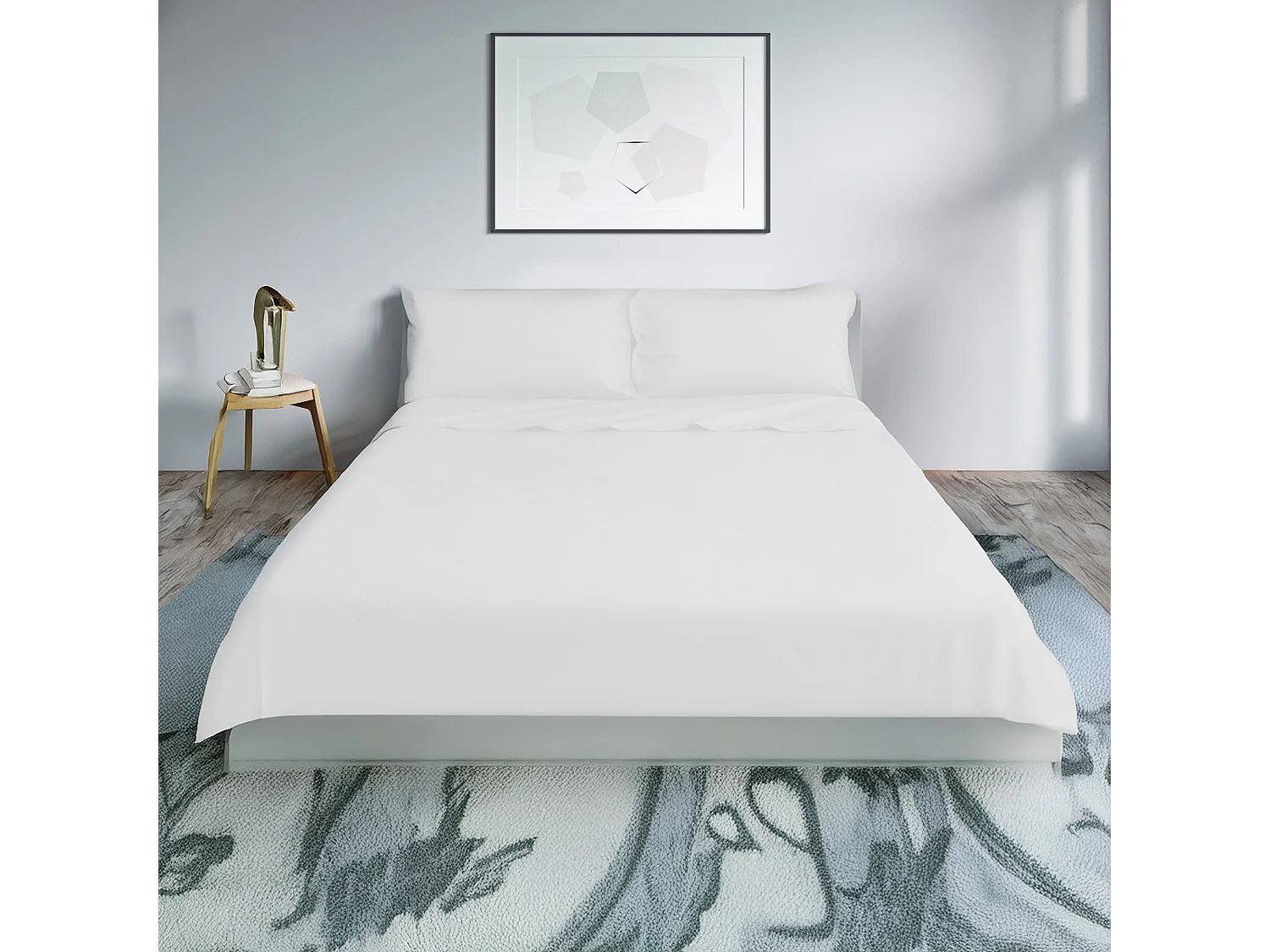 Parure lenzuolo in percalle di cotone bianco (250x290cm)