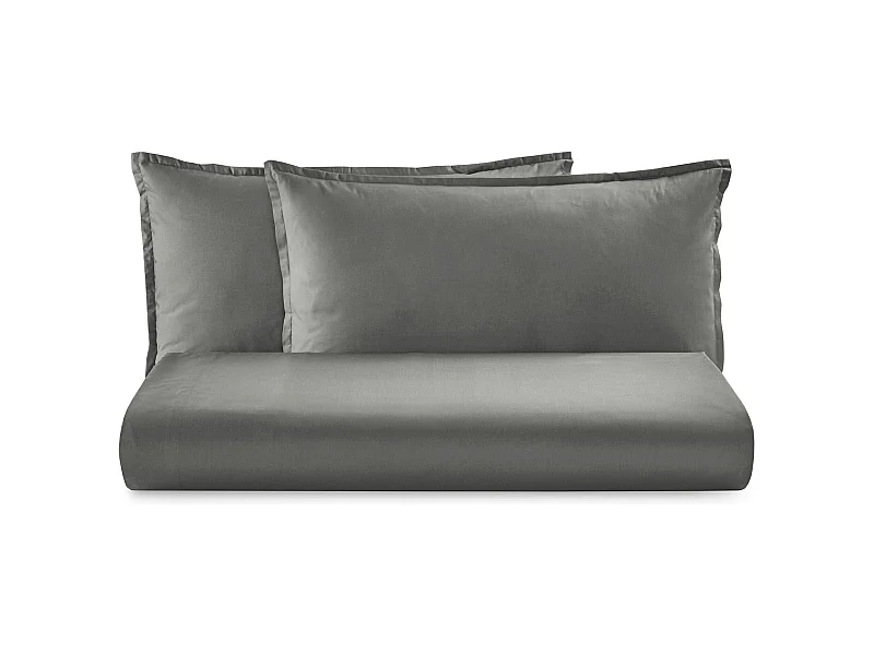 Parure lenzuolo in raso di cotone grigio scuro (250x290cm)