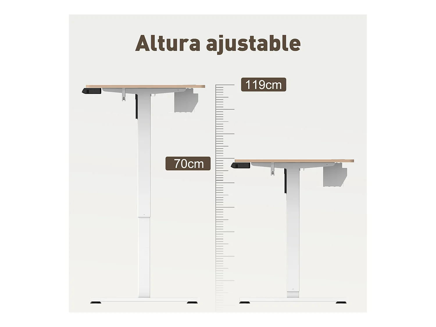 Escritorio eléctrico de pie y sentado 120x60 cm – Altura ajustable – Memoria y sistema anti-colisión – Puertos USB-A y Tipo-C – Color madera natural