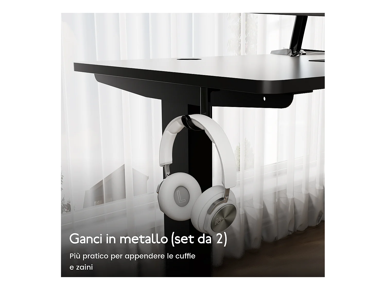 Scrivania elettrica regolabile HOMAVO 110x60 cm – Funzione memoria e anti-collisione – Ideale per il telelavoro – Colore nero