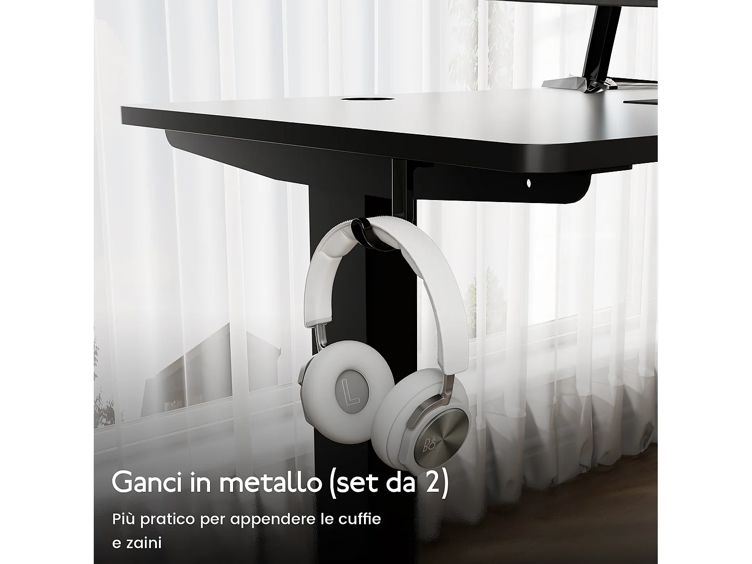 Scrivania elettrica regolabile HOMAVO 110x60 cm – Funzione memoria e anti-collisione – Ideale per il telelavoro – Colore nero