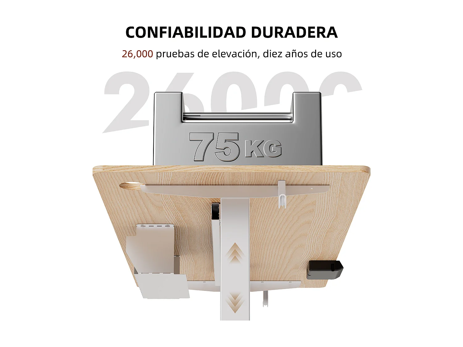 Escritorio eléctrico de pie y sentado 140x70 cm – Altura ajustable – Memoria y sistema anti-colisión – Puertos USB-A y Tipo-C – Color madera natural