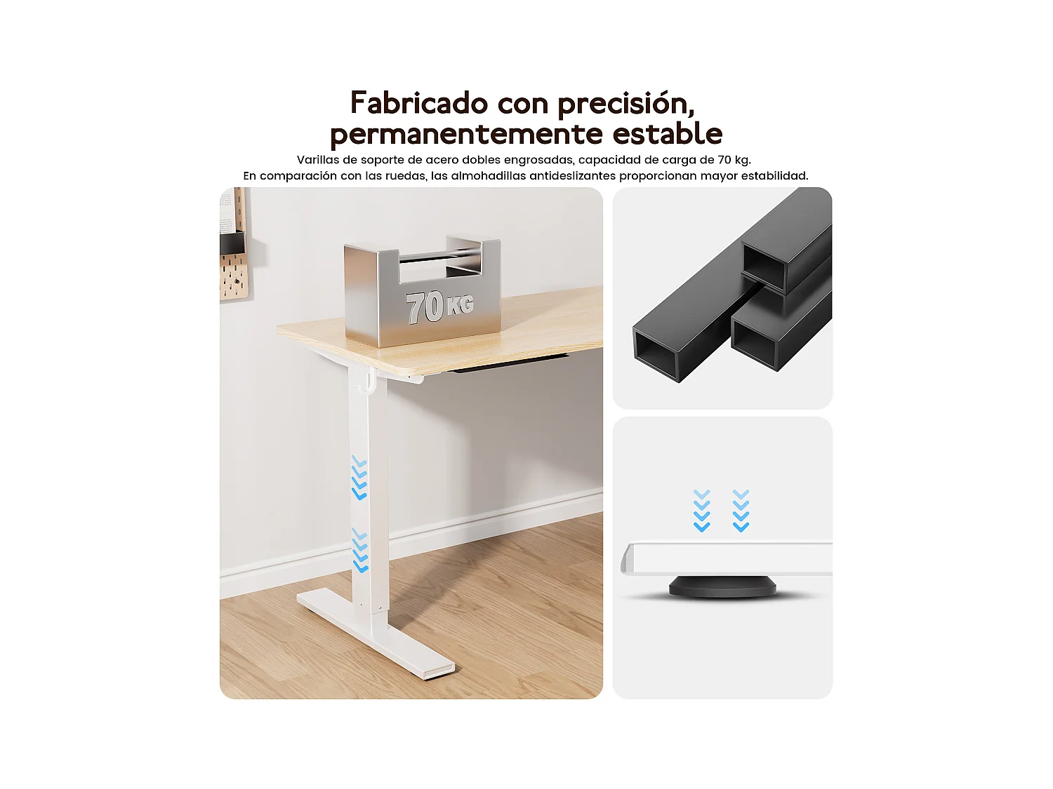 Escritorio eléctrico ajustable HOMAVO 140x60 cm – Función memoria y anti-colisión – Ideal para teletrabajo – Color madera natural