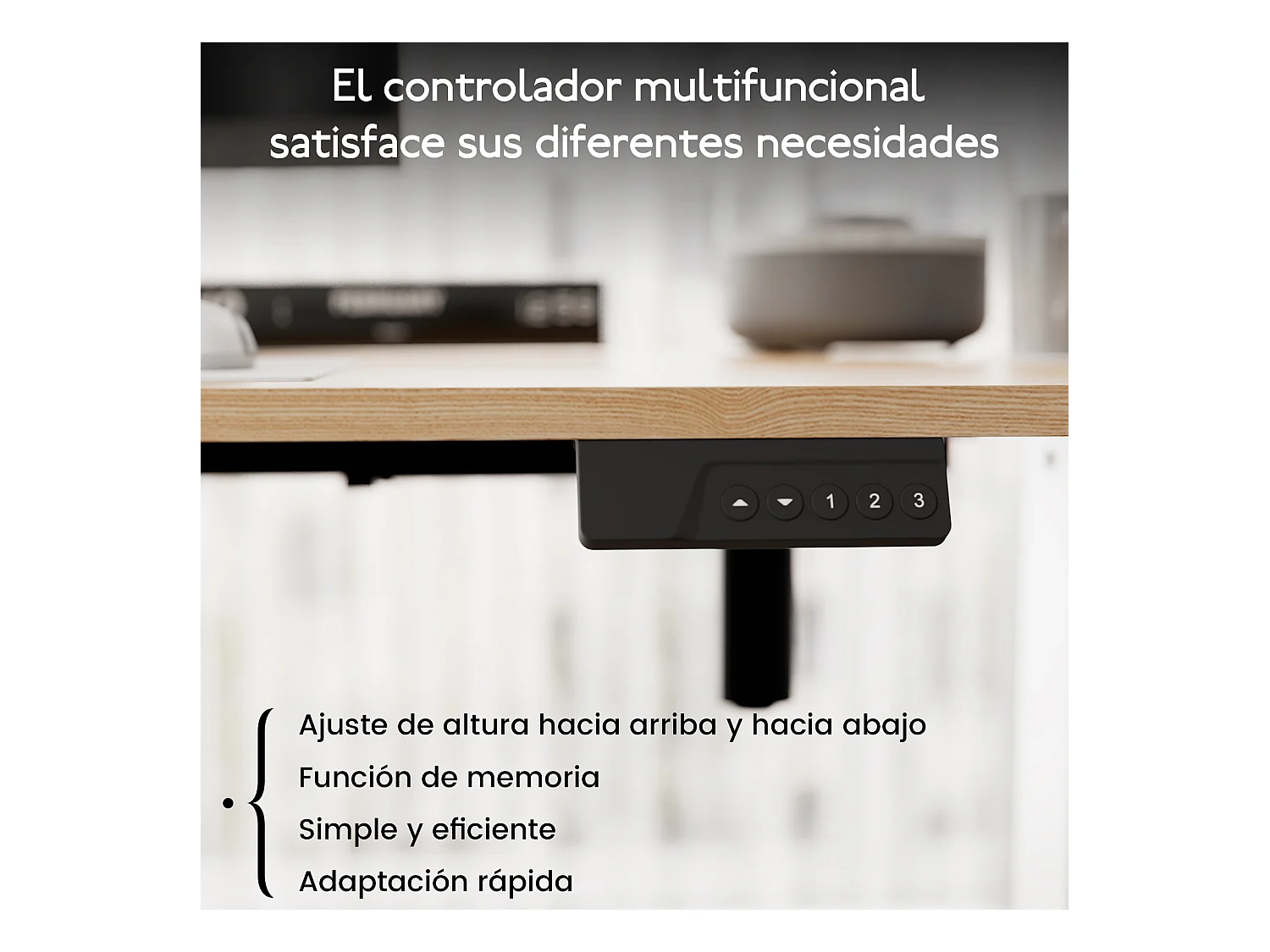 Escritorio eléctrico ajustable HOMAVO 140x60 cm – Función memoria y anti-colisión – Ideal para teletrabajo – Color madera natural