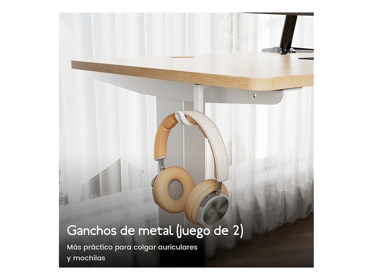 Escritorio eléctrico ajustable HOMAVO 140x60 cm – Función memoria y anti-colisión – Ideal para teletrabajo – Color madera natural