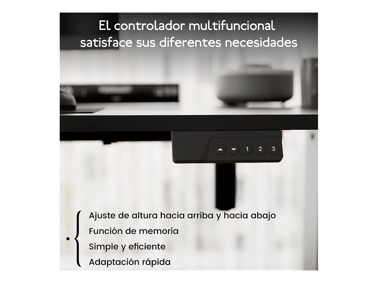 Escritorio eléctrico ajustable HOMAVO 140x60 cm – Función memoria y anti-colisión – Ideal para teletrabajo – Color negro