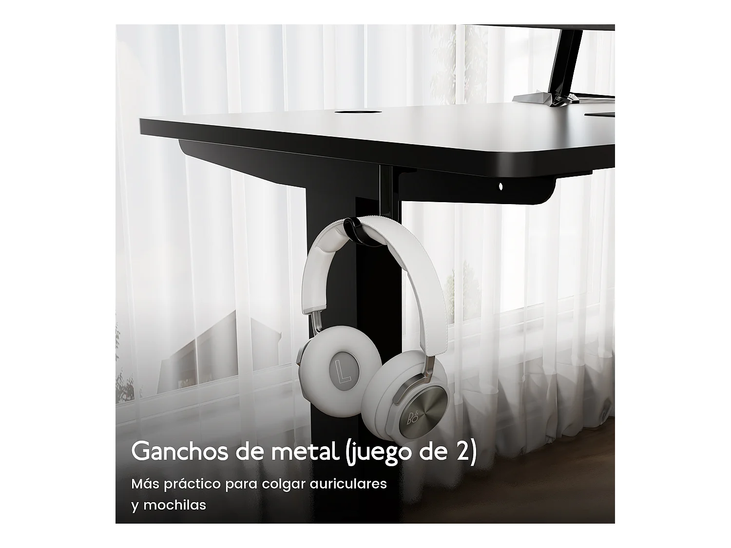 Escritorio eléctrico ajustable HOMAVO 140x60 cm – Función memoria y anti-colisión – Ideal para teletrabajo – Color negro