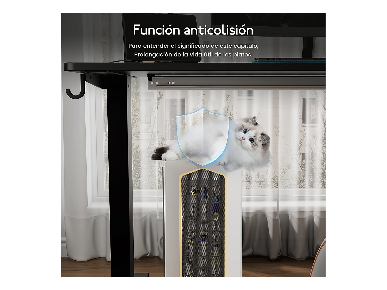 Escritorio eléctrico ajustable HOMAVO 140x60 cm – Función memoria y anti-colisión – Ideal para teletrabajo – Color negro