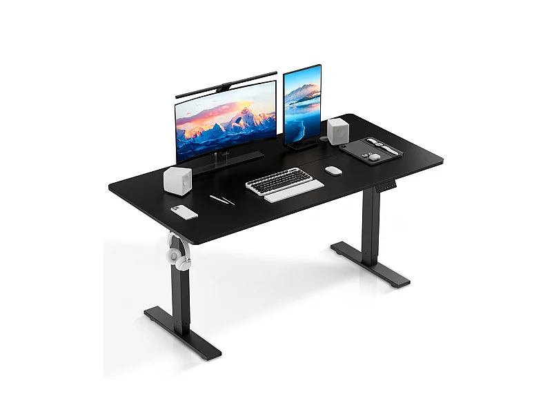 Escritorio eléctrico ajustable HOMAVO 140x60 cm – Función memoria y anti-colisión – Ideal para teletrabajo – Color negro