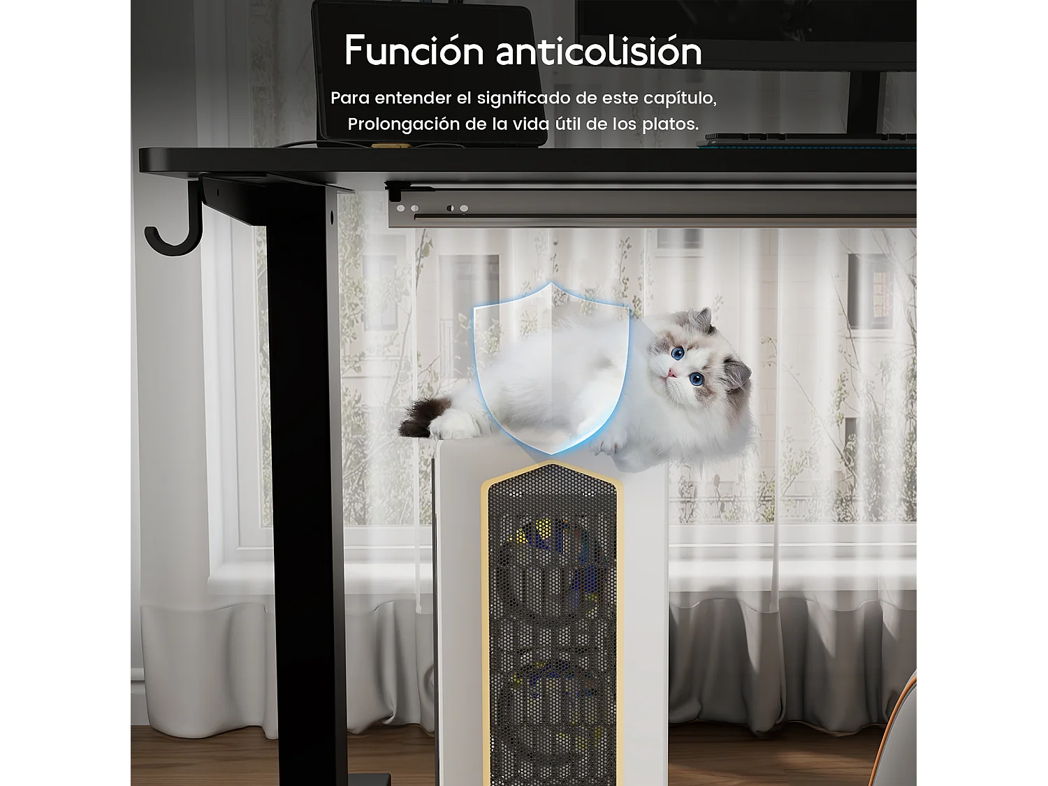 Escritorio eléctrico ajustable HOMAVO 140x60 cm – Función memoria y anti-colisión – Ideal para teletrabajo – Color negro